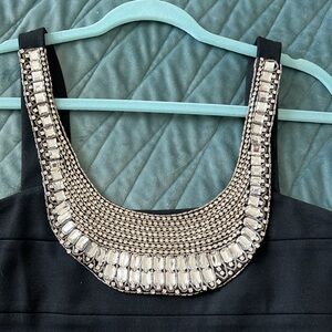 INC International Concepts Black Mini Dress with Silver Embellishments